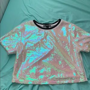 Forever 21 Holographic crop top shirt